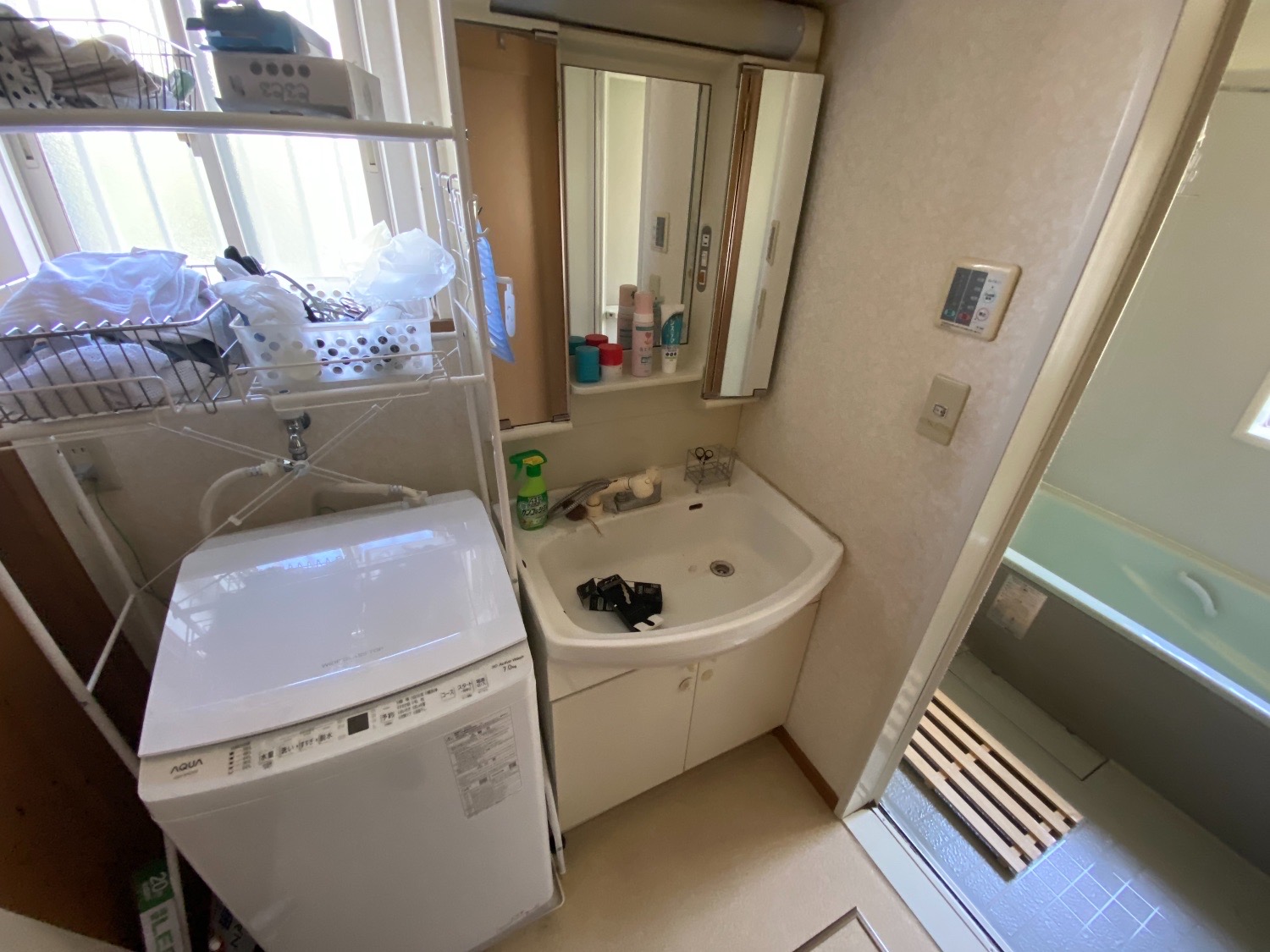 千葉県柏市_残置物撤去_樹木伐採_草刈り_高価買取_不動産売却_一軒家_5LDK_洗面所_作業前