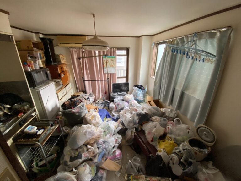 神奈川県_川崎市_幸区_北加瀬_ゴミ屋敷清掃_引っ越し_退去時_アパート_1R_リビング_作業前