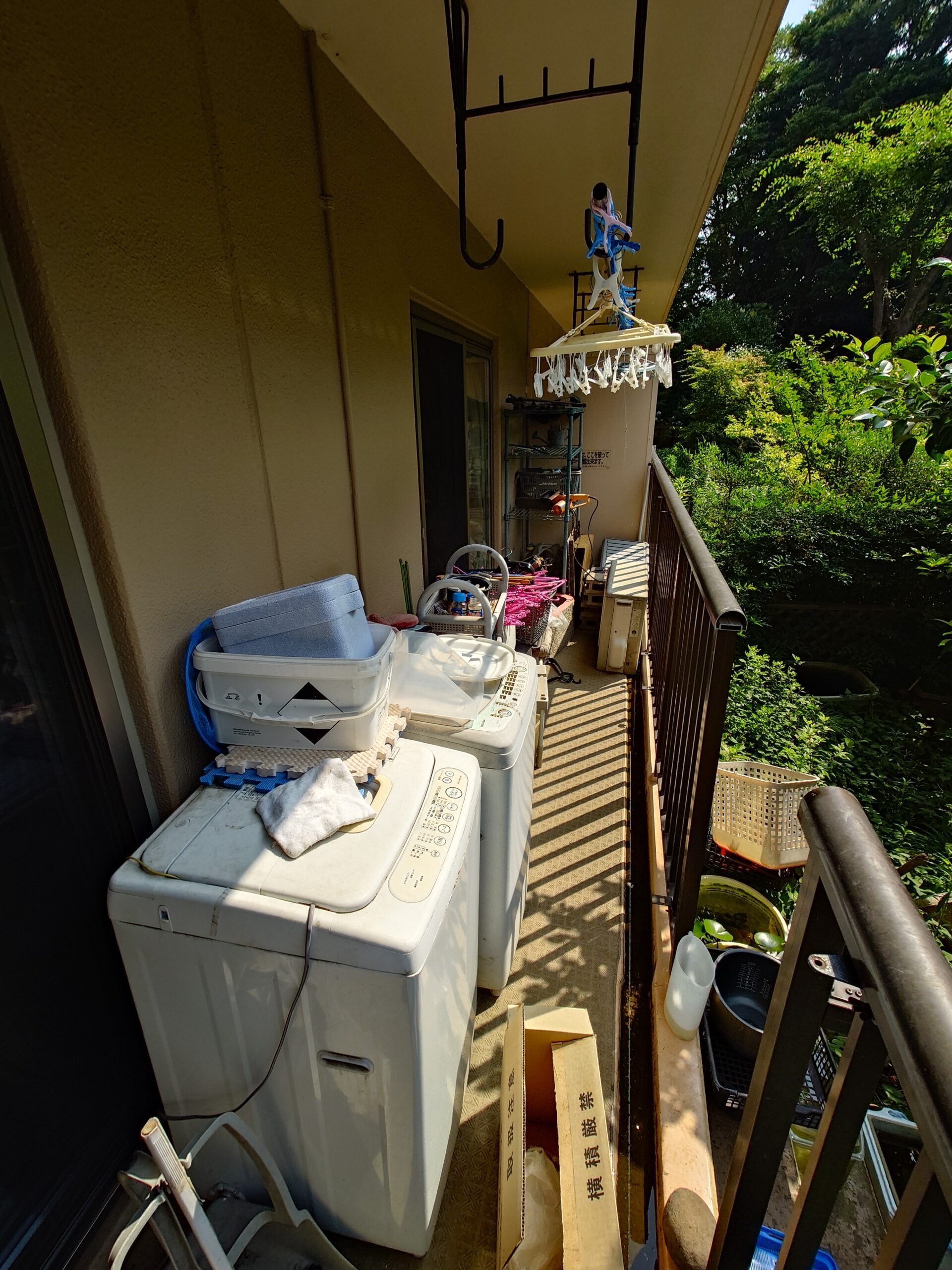 千葉県船橋市_ゴミ屋敷清掃_草刈り_引っ越し_退去時_マンション_4DK_トランクルーム_庭周り_ベランダ1_作業前