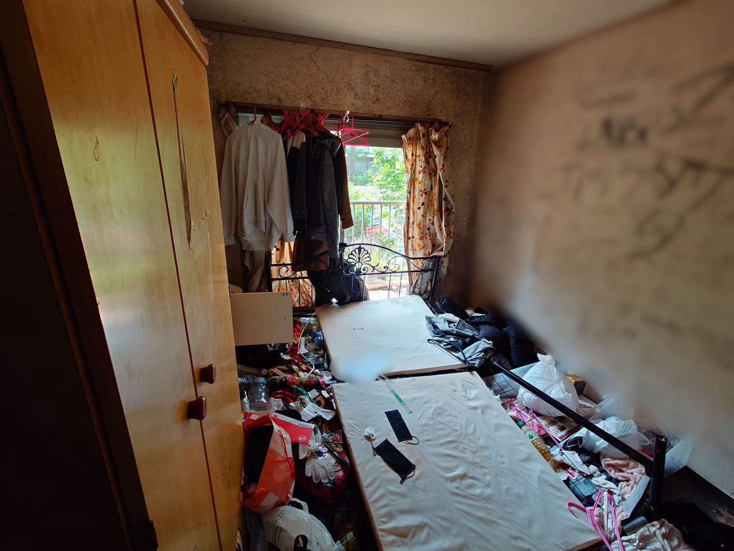 千葉県船橋市_ゴミ屋敷清掃_草刈り_引っ越し_退去時_マンション_4DK_トランクルーム_庭周り_洋室1_作業前