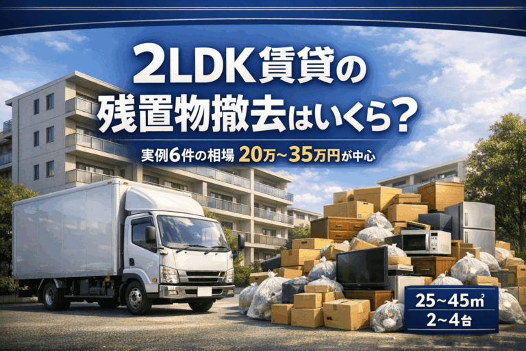 2LDK賃貸・マンションの残置物撤去費用の相場｜実例6件20万〜35万円が中心