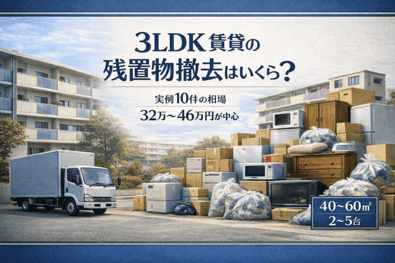 3LDK賃貸の残置物撤去費用の相場｜実例10件32万〜46万円が中心