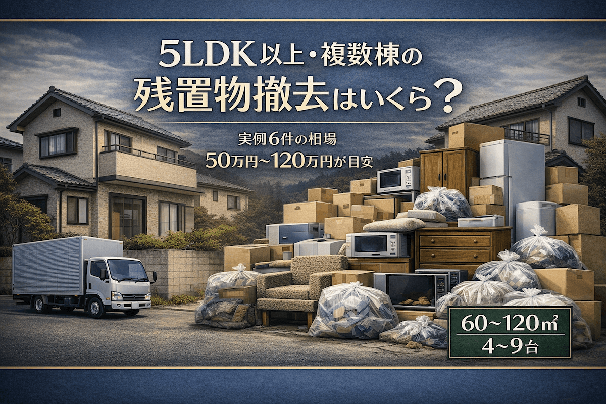 5LDK以上・複数棟の残置物撤去費用相場（50万円〜120万円目安）