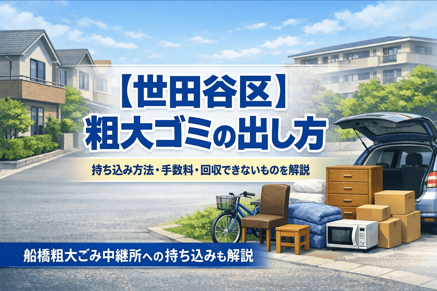 世田谷区の粗大ゴミの出し方や持ち込み方法、回収できないものを解説したアイキャッチ画像